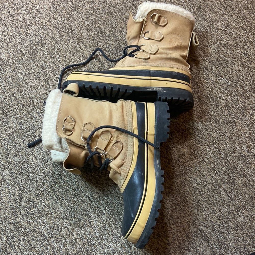 Sorel Caribou Hand Made Crafted Made In Canada Natural Rubber Shoes Boots Sz 10